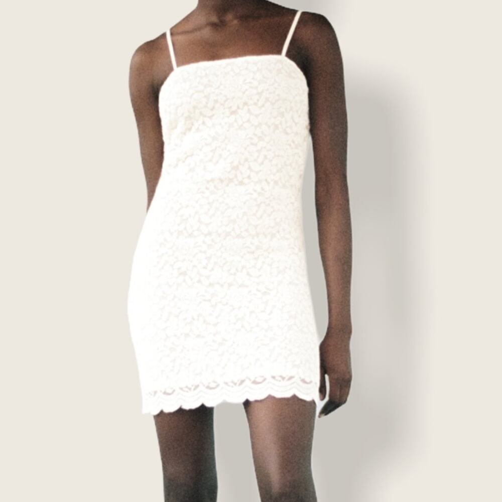 NWT | Zara | Sleeveless Lace Dress | Off White | S & L